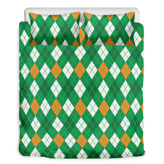 Saint Patrick's Day Argyle Pattern Print Duvet Cover Bedding Set