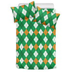 Saint Patrick's Day Argyle Pattern Print Duvet Cover Bedding Set