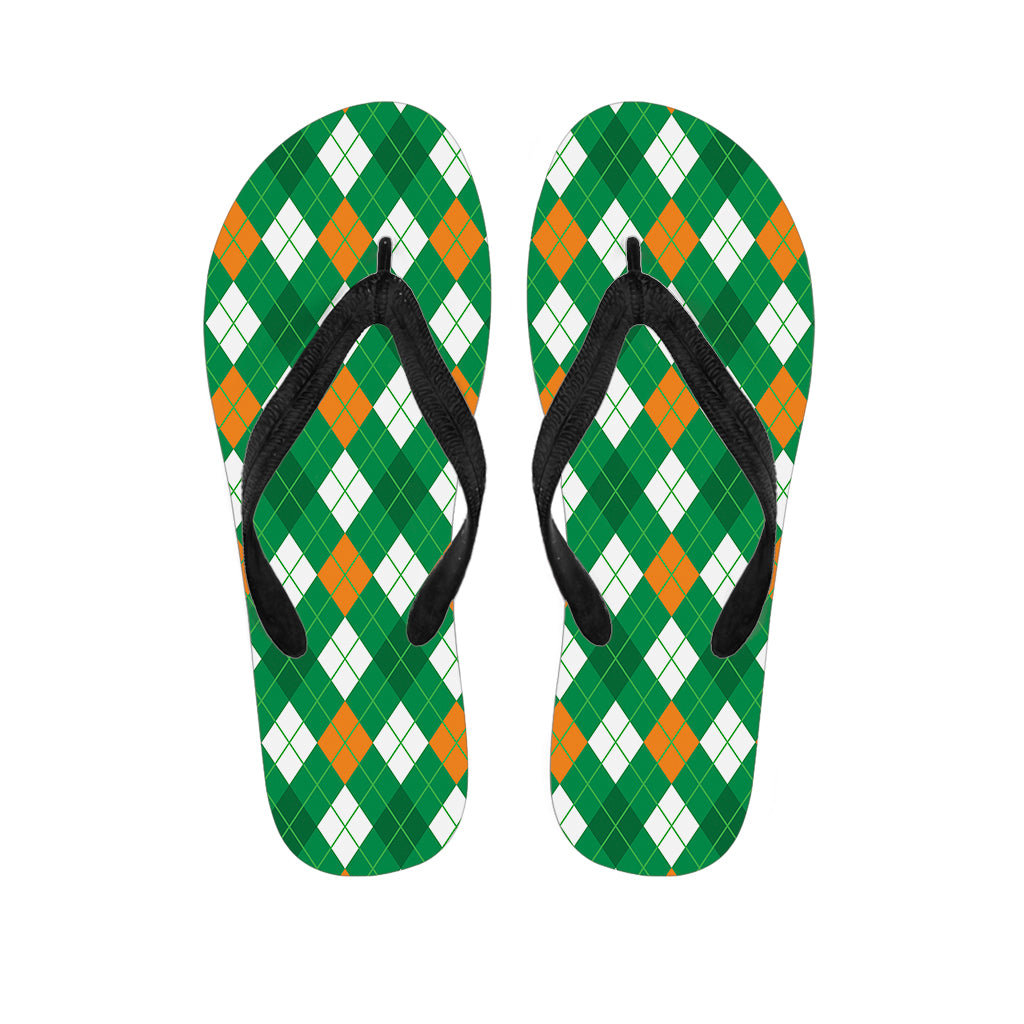 Saint Patrick's Day Argyle Pattern Print Flip Flops