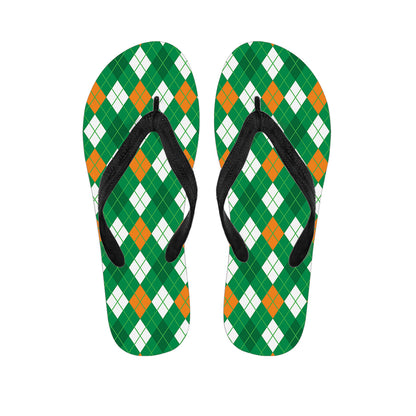 Saint Patrick's Day Argyle Pattern Print Flip Flops
