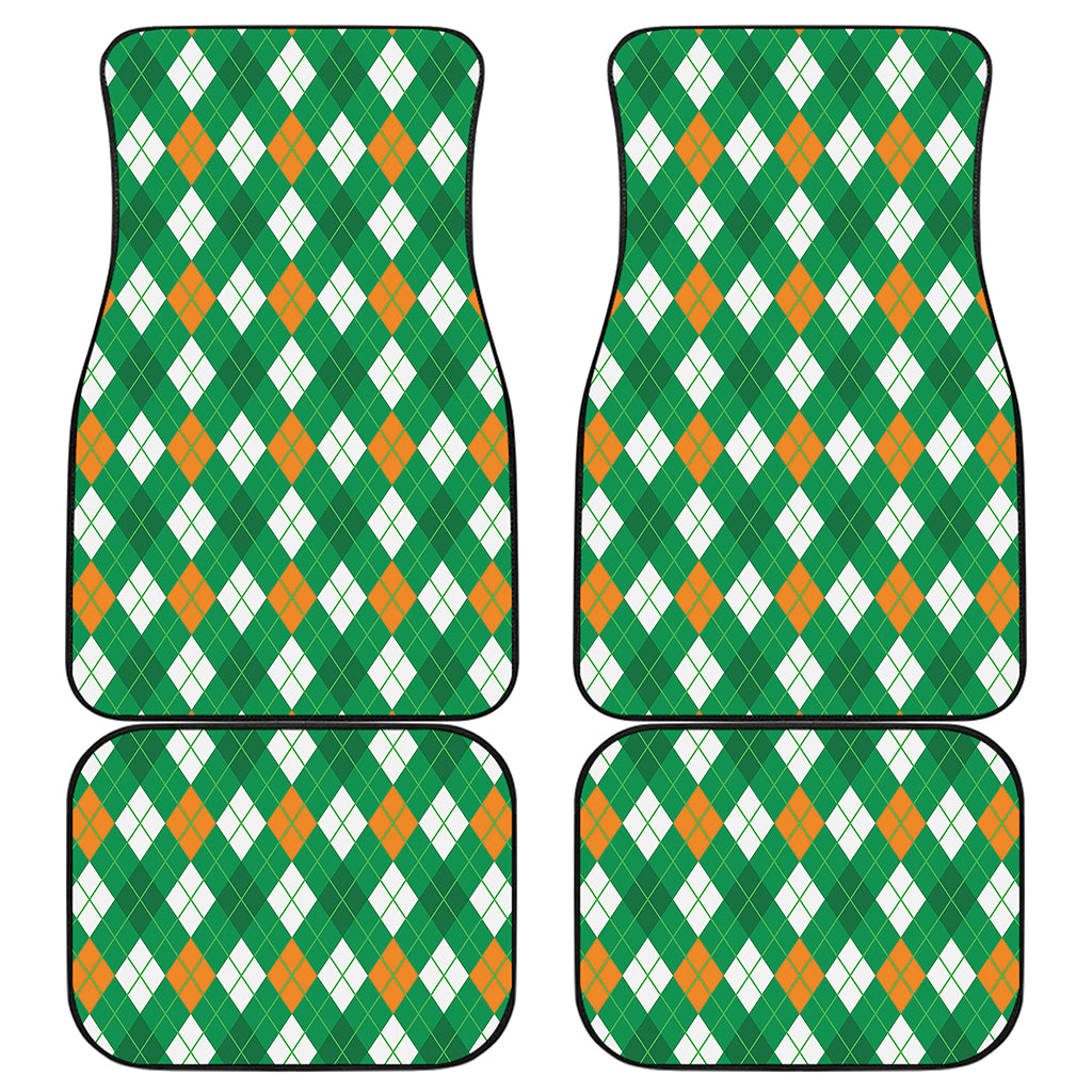Saint Patrick's Day Argyle Pattern Print Front and Back Car Floor Mats