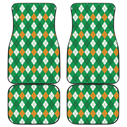 Saint Patrick's Day Argyle Pattern Print Front and Back Car Floor Mats