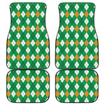 Saint Patrick's Day Argyle Pattern Print Front and Back Car Floor Mats