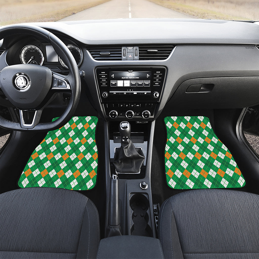 Saint Patrick's Day Argyle Pattern Print Front and Back Car Floor Mats