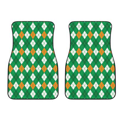 Saint Patrick's Day Argyle Pattern Print Front Car Floor Mats