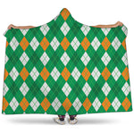 Saint Patrick's Day Argyle Pattern Print Hooded Blanket