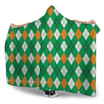 Saint Patrick's Day Argyle Pattern Print Hooded Blanket