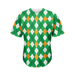 Saint Patrick's Day Argyle Pattern Print Men's Baseball Jersey