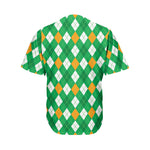 Saint Patrick's Day Argyle Pattern Print Men's Baseball Jersey