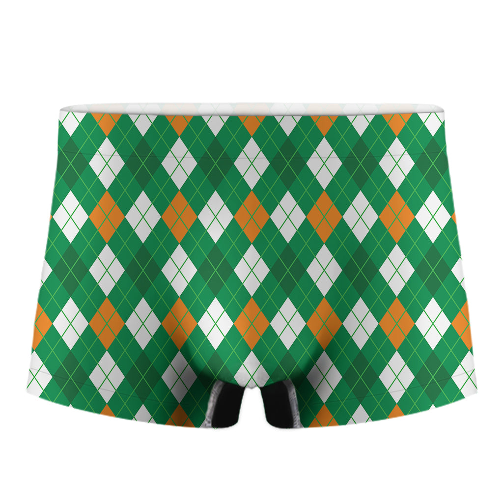 Saint Patrick's Day Argyle Pattern Print Men's Boxer Briefs