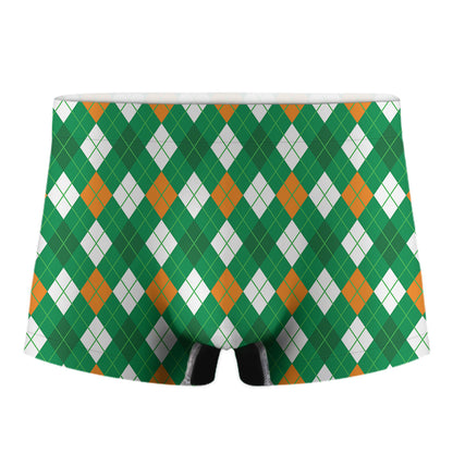 Saint Patrick's Day Argyle Pattern Print Men's Boxer Briefs