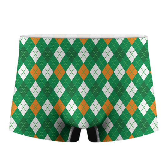 Saint Patrick's Day Argyle Pattern Print Men's Boxer Briefs