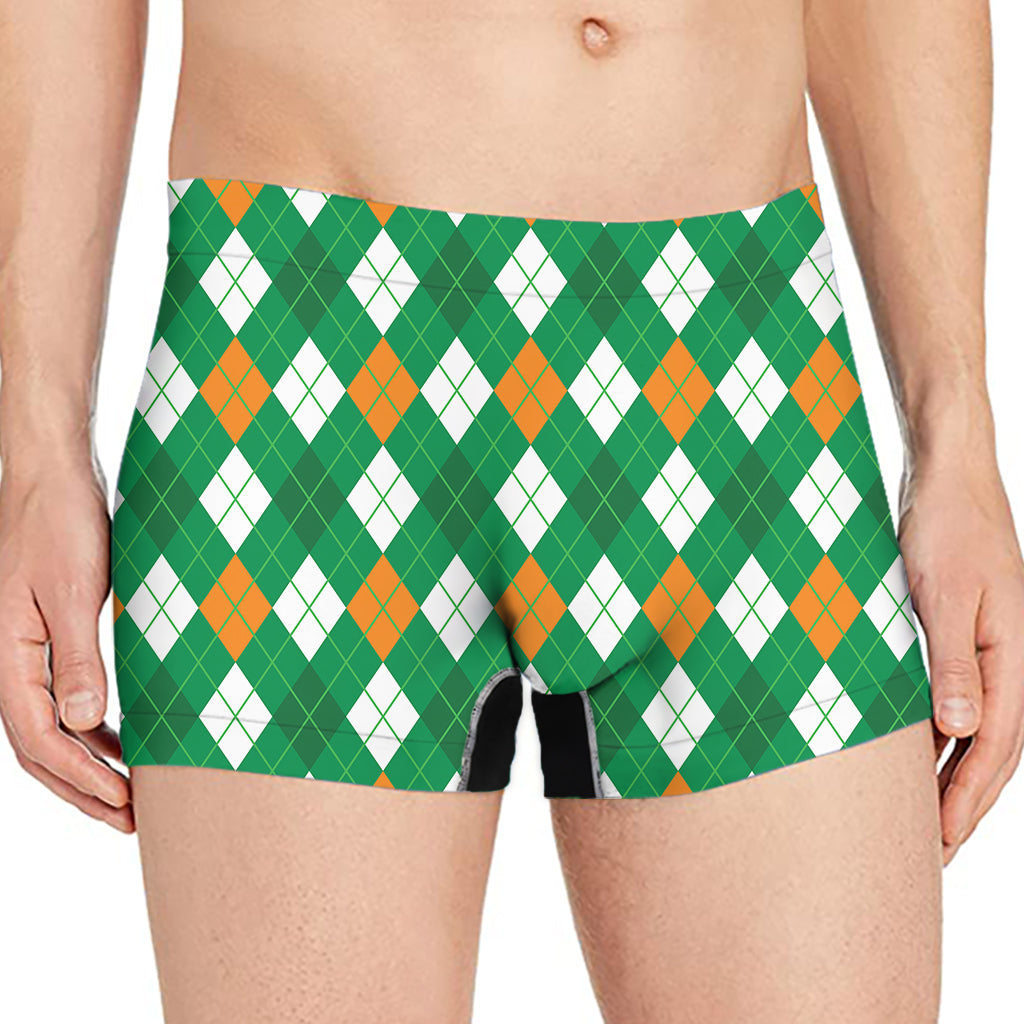Saint Patrick's Day Argyle Pattern Print Men's Boxer Briefs