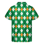 Saint Patrick's Day Argyle Pattern Print Men's Short Sleeve Shirt