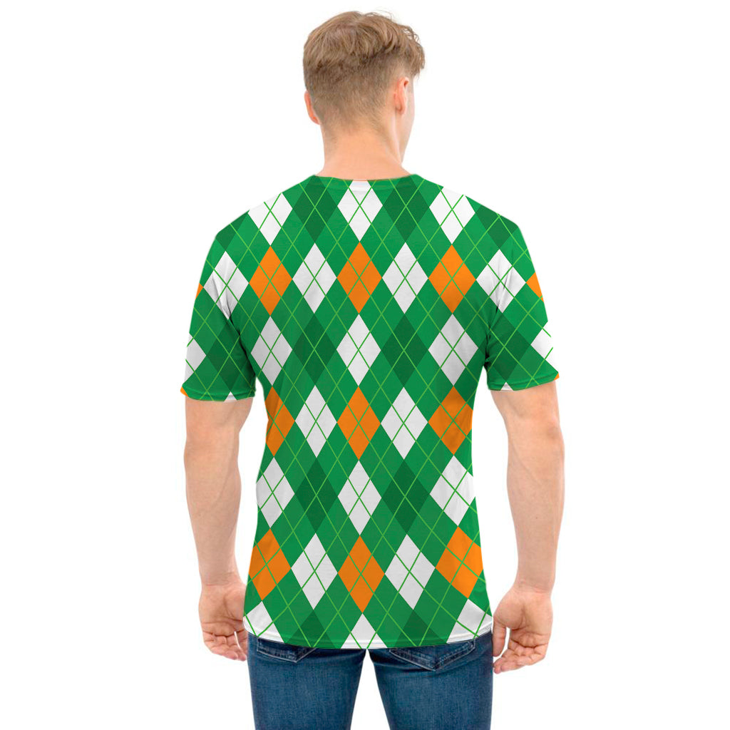 Saint Patrick's Day Argyle Pattern Print Men's T-Shirt