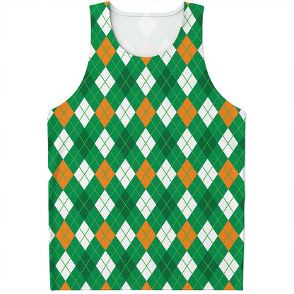 Saint Patrick's Day Argyle Pattern Print Men's Tank Top