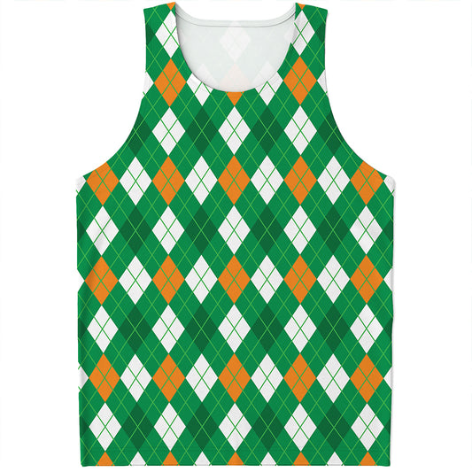 Saint Patrick's Day Argyle Pattern Print Men's Tank Top