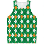 Saint Patrick's Day Argyle Pattern Print Men's Tank Top