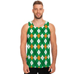 Saint Patrick's Day Argyle Pattern Print Men's Tank Top