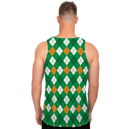 Saint Patrick's Day Argyle Pattern Print Men's Tank Top