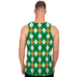 Saint Patrick's Day Argyle Pattern Print Men's Tank Top