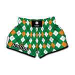 Saint Patrick's Day Argyle Pattern Print Muay Thai Boxing Shorts