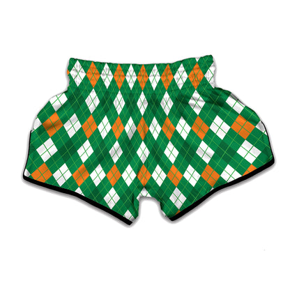 Saint Patrick's Day Argyle Pattern Print Muay Thai Boxing Shorts