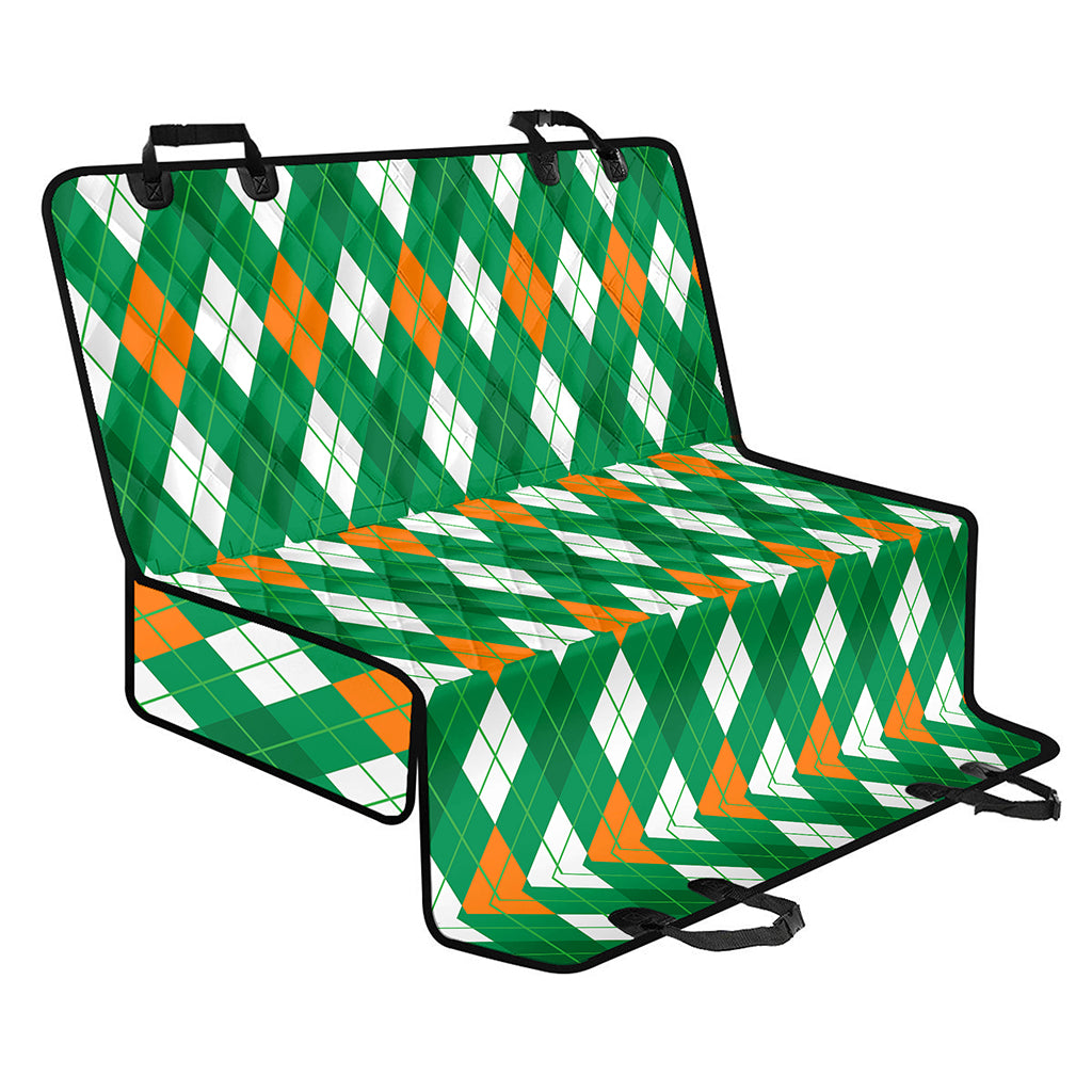Saint Patrick's Day Argyle Pattern Print Pet Car Back Seat Cover