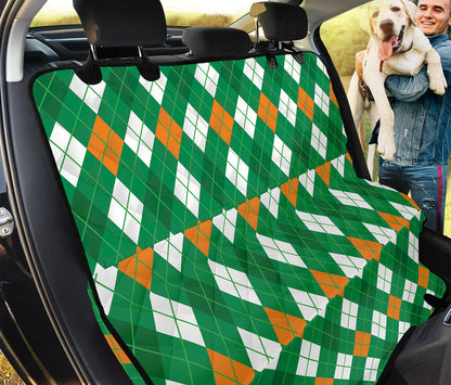 Saint Patrick's Day Argyle Pattern Print Pet Car Back Seat Cover