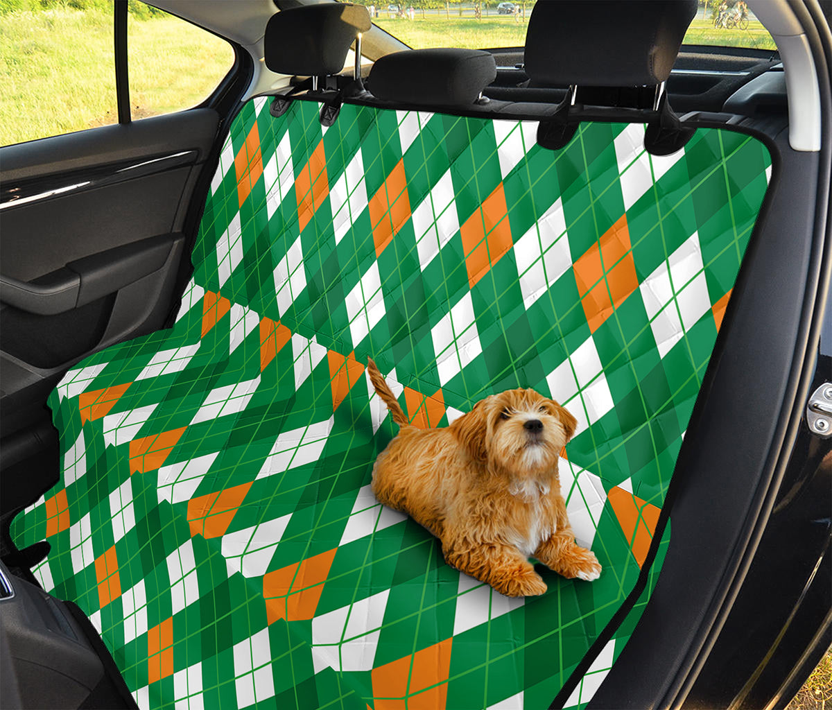 Saint Patrick's Day Argyle Pattern Print Pet Car Back Seat Cover