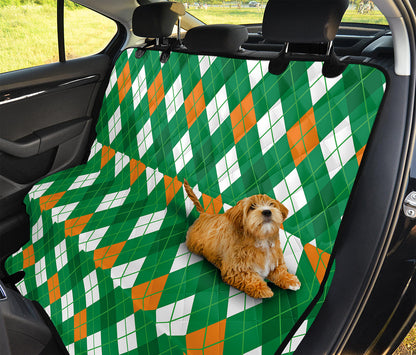 Saint Patrick's Day Argyle Pattern Print Pet Car Back Seat Cover