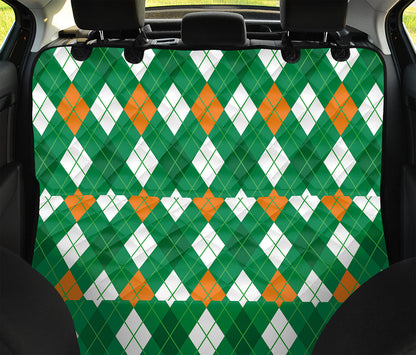 Saint Patrick's Day Argyle Pattern Print Pet Car Back Seat Cover