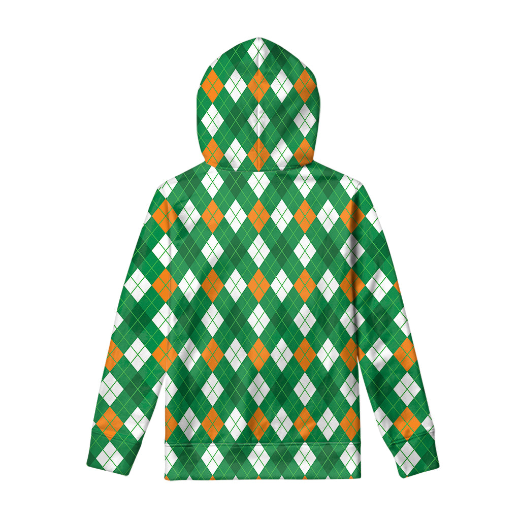 Saint Patrick's Day Argyle Pattern Print Pullover Hoodie