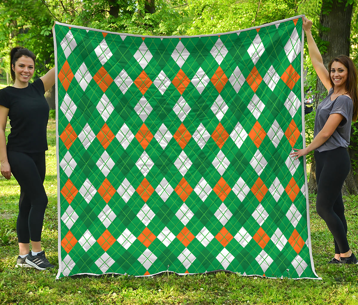 Saint Patrick's Day Argyle Pattern Print Quilt
