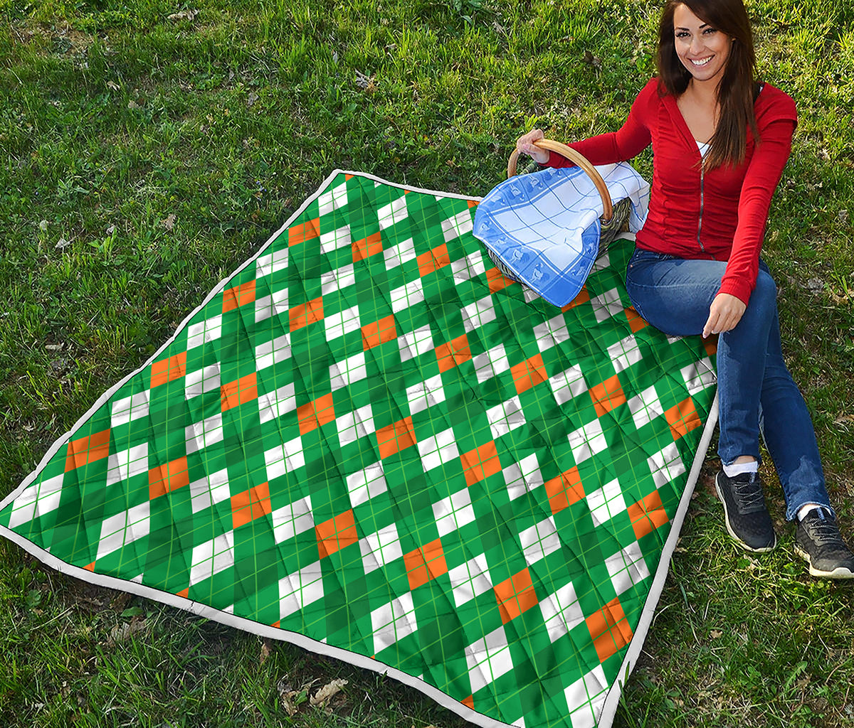 Saint Patrick's Day Argyle Pattern Print Quilt
