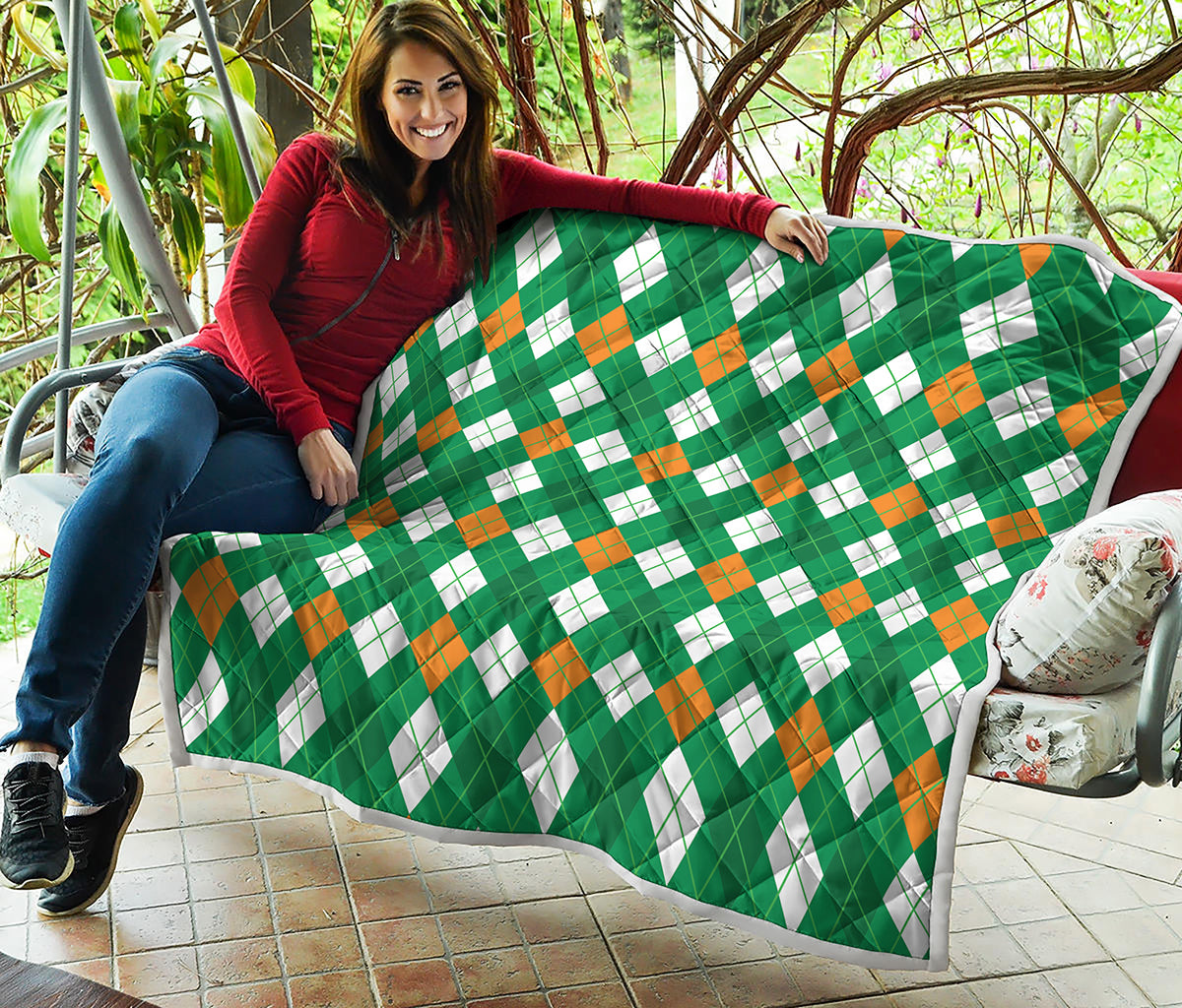 Saint Patrick's Day Argyle Pattern Print Quilt
