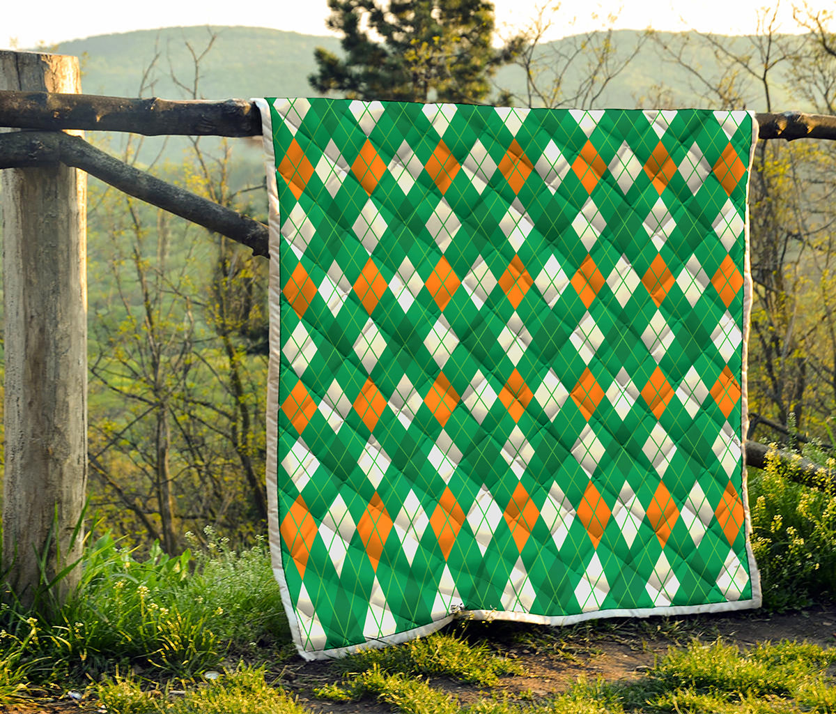Saint Patrick's Day Argyle Pattern Print Quilt