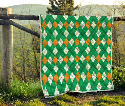 Saint Patrick's Day Argyle Pattern Print Quilt