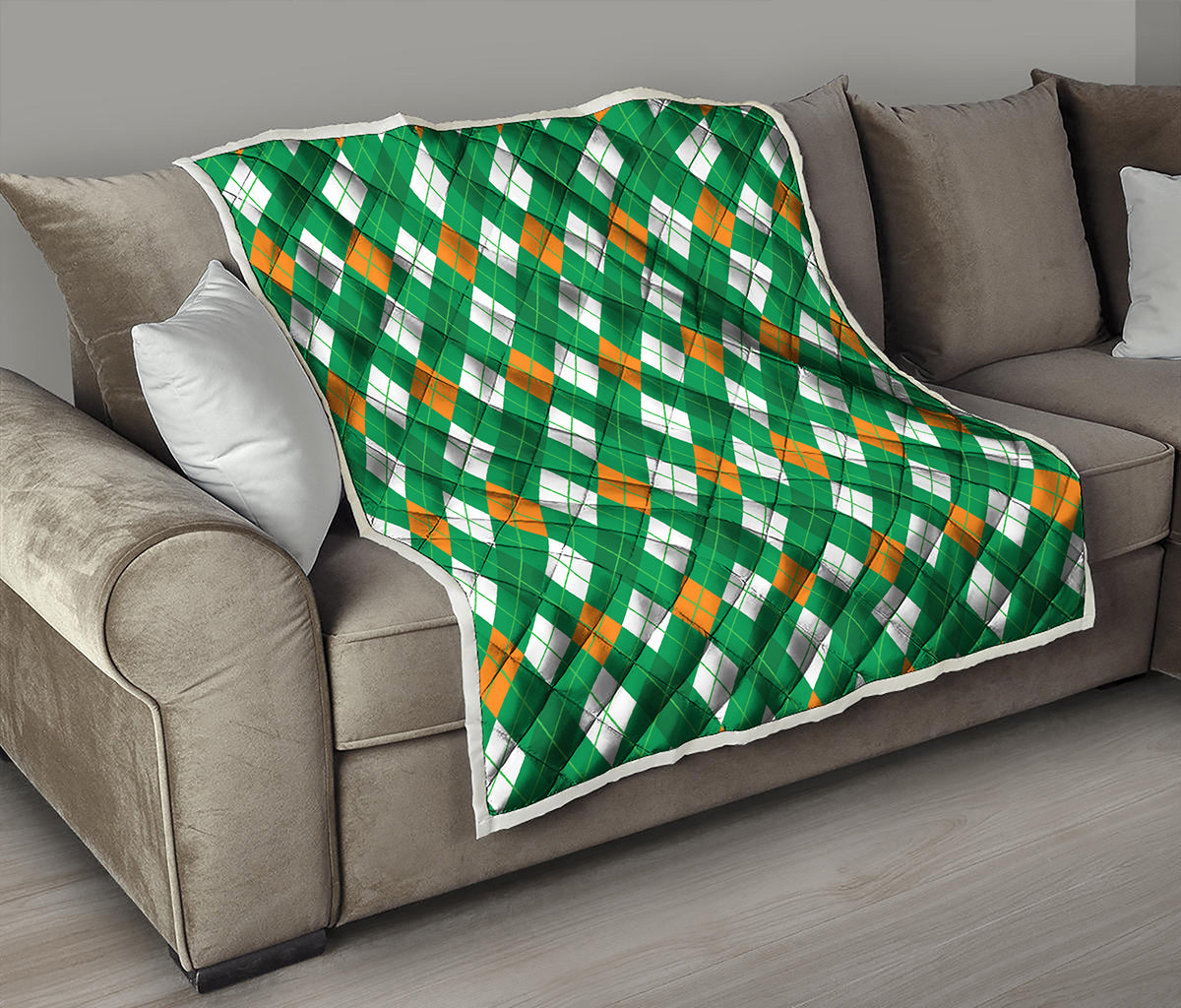 Saint Patrick's Day Argyle Pattern Print Quilt