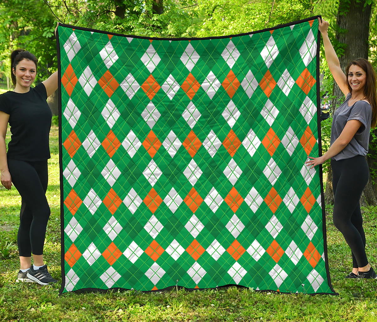 Saint Patrick's Day Argyle Pattern Print Quilt