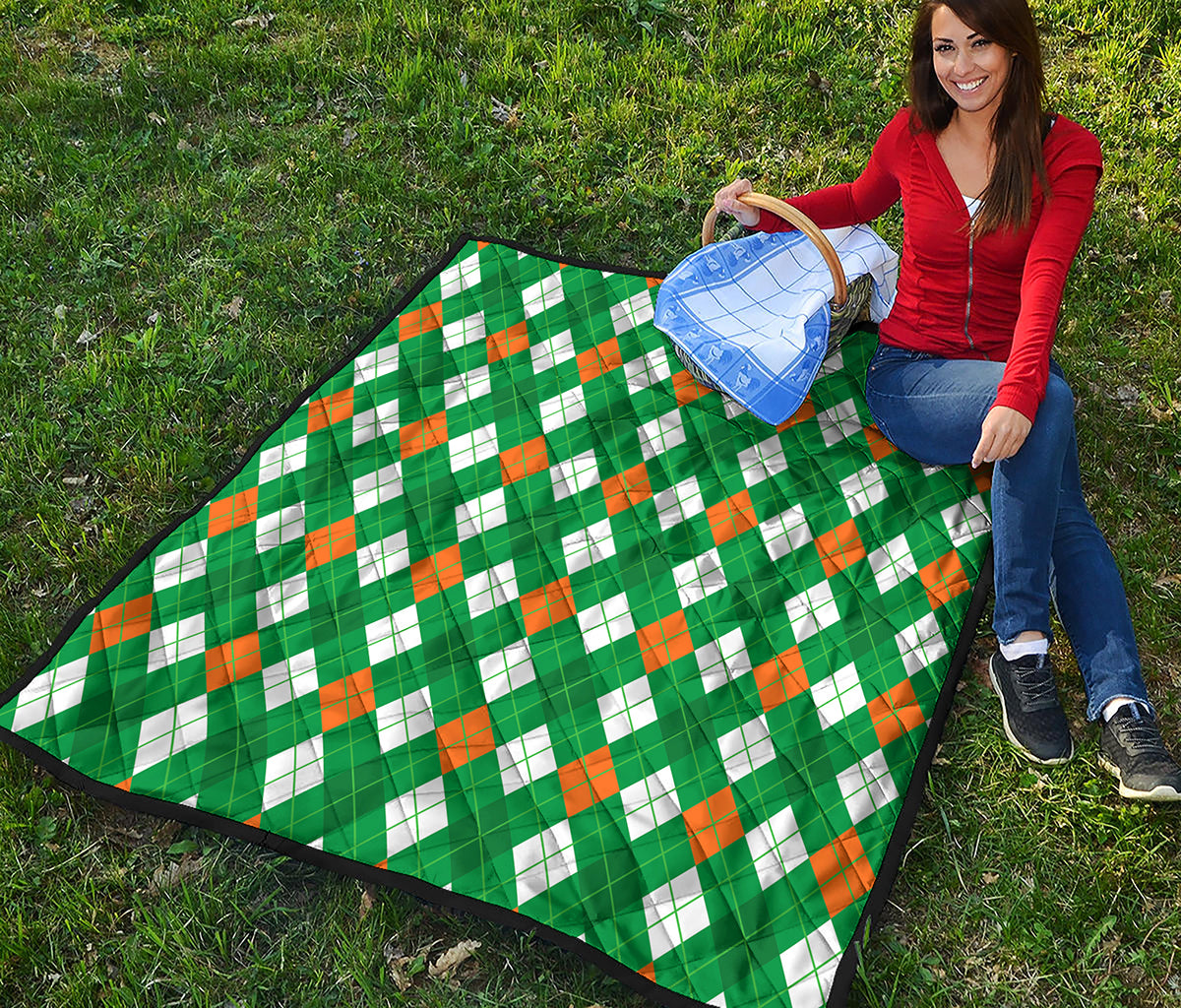 Saint Patrick's Day Argyle Pattern Print Quilt