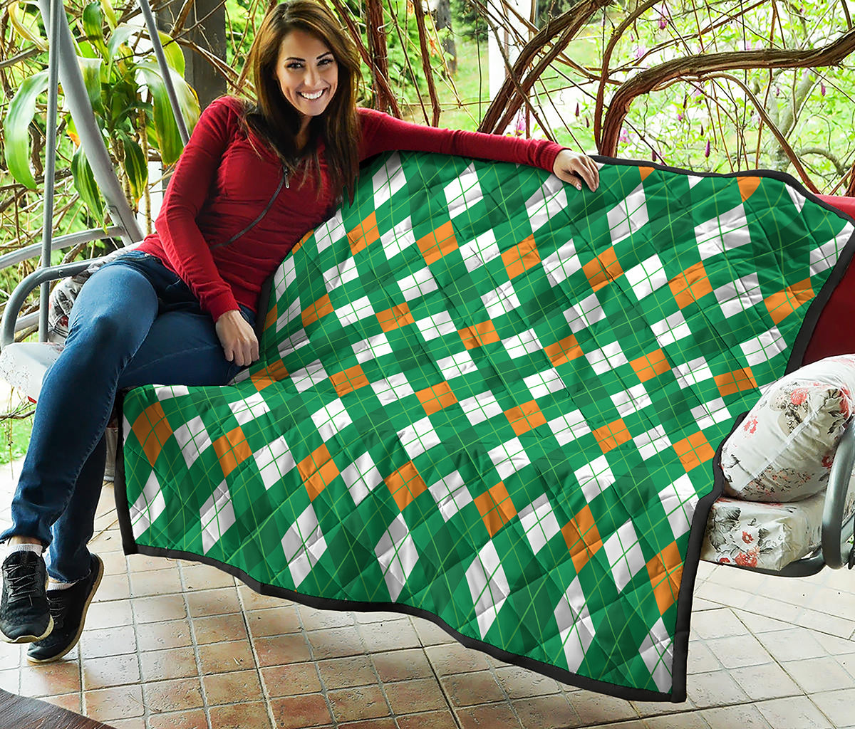 Saint Patrick's Day Argyle Pattern Print Quilt