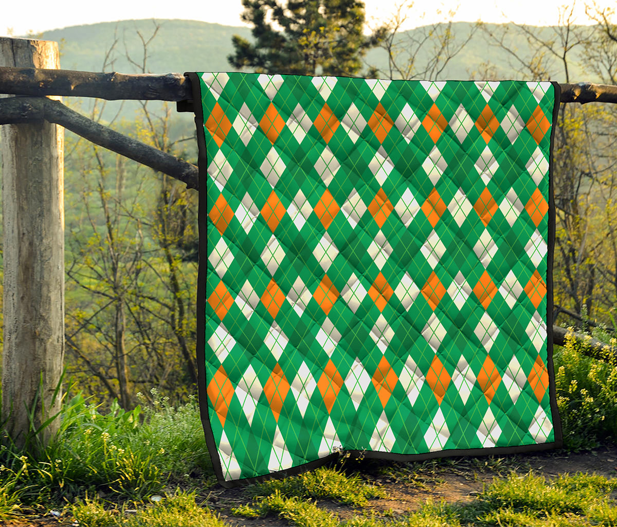 Saint Patrick's Day Argyle Pattern Print Quilt