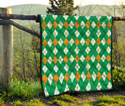 Saint Patrick's Day Argyle Pattern Print Quilt
