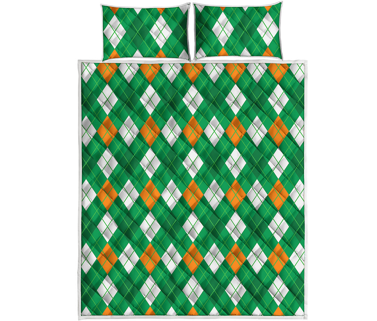 Saint Patrick's Day Argyle Pattern Print Quilt Bed Set