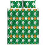Saint Patrick's Day Argyle Pattern Print Quilt Bed Set
