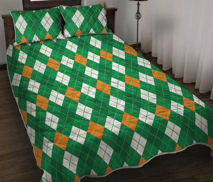 Saint Patrick's Day Argyle Pattern Print Quilt Bed Set