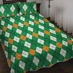 Saint Patrick's Day Argyle Pattern Print Quilt Bed Set