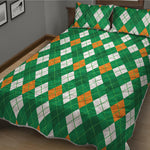Saint Patrick's Day Argyle Pattern Print Quilt Bed Set