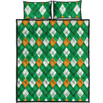 Saint Patrick's Day Argyle Pattern Print Quilt Bed Set